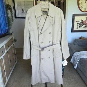 Beige Double-Breasted Trench Coat removable thinsulate lining Unisex style